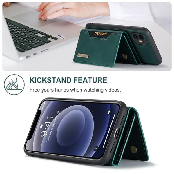DG.MING 2-in-1 Konstläder Plånboksfodral iPhone 11 6.1 tum - Grön
