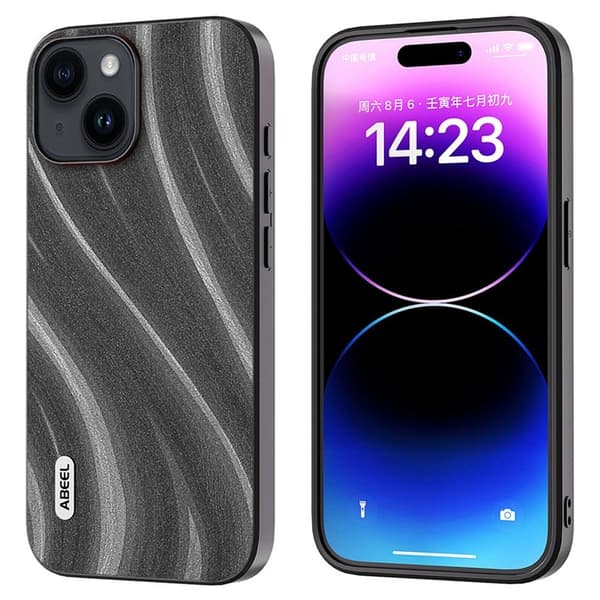 ABEEL Milky Way Mobilskal till iPhone 15 PU Läder Grå