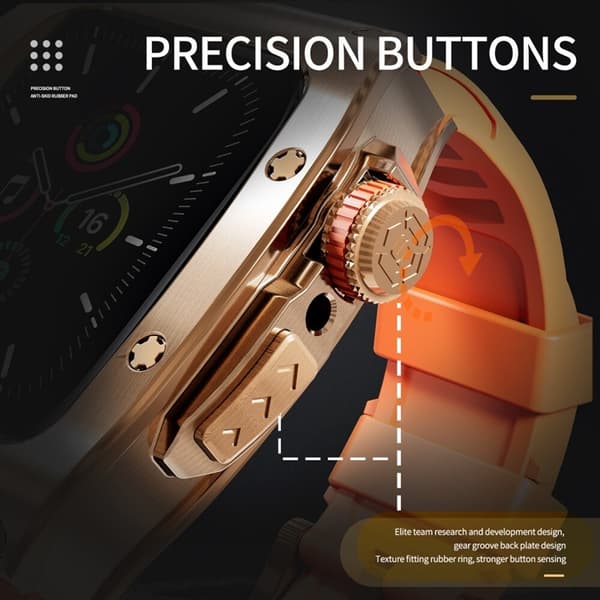 SHELLBOX Apple Watch 45mm Armband Silikon Metal - Orange/Rosa Orange