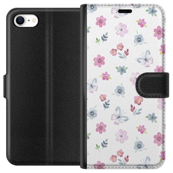 Plånboksfodral till Apple iPhone 6 med Blommor och fjärillar