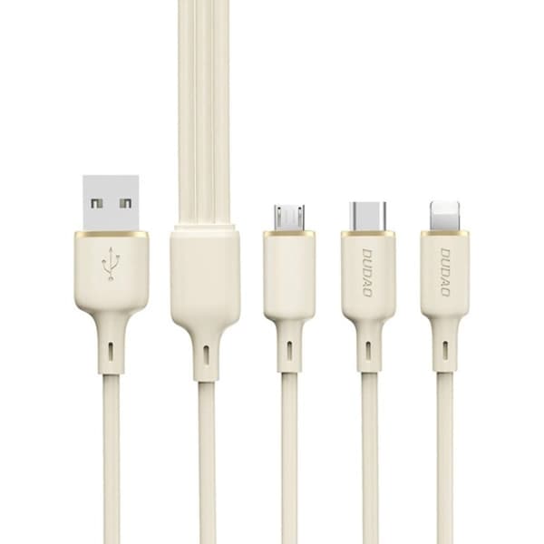 Dudao 3in1 USB-C Till USB-C/Lightning Kabel 1.2m - Beige Beige