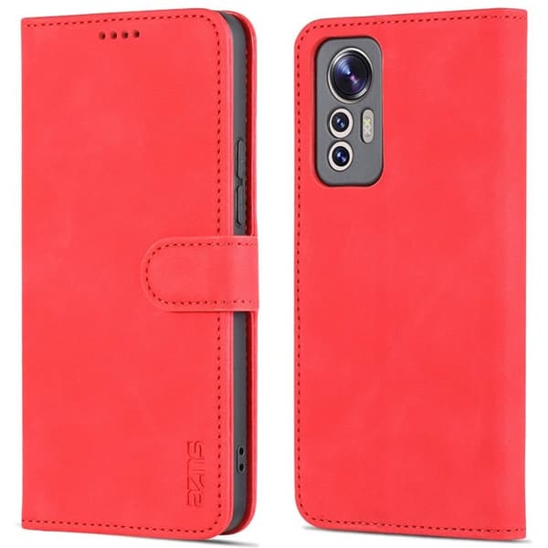 AZNS Xiaomi 12 Lite 5G Plånboksfodral Konstläder - Röd