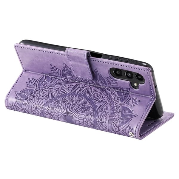 Galaxy A24 4G Plånboksfodral Imprinted Mandala Flower - Lila Lila
