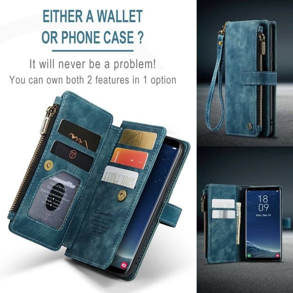 CASEME Konstläder Plånboksfodral för Samsung Galaxy S20 4G/5G Blå