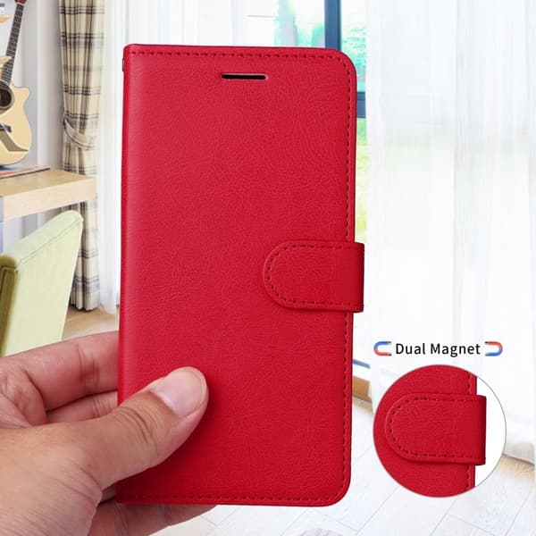 Samsung Galaxy S26 / S26 Pro Plånboksfodral Konstläder Med Rem - Röd