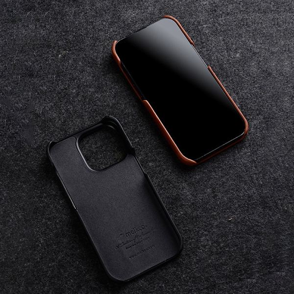 MELKCO Mobilskal till iPhone 15 Pro Max Vaxad Äkta Läder + PC - Brun