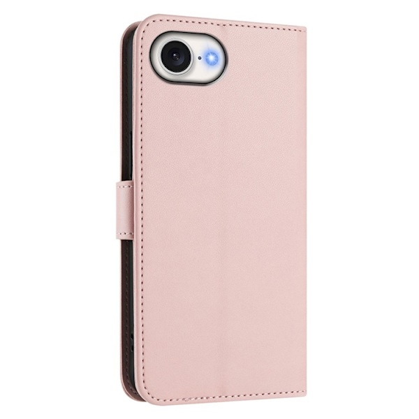 iPhone 16e Plånboksfodral Läder med Handledsrem - Rosa Rosa
