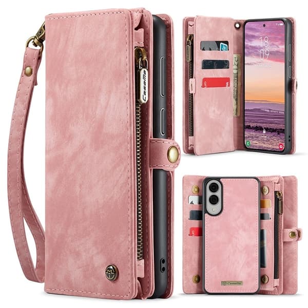CASEME Galaxy S25 Edge Plånboksfodral Med Rem - Rosa Rosa