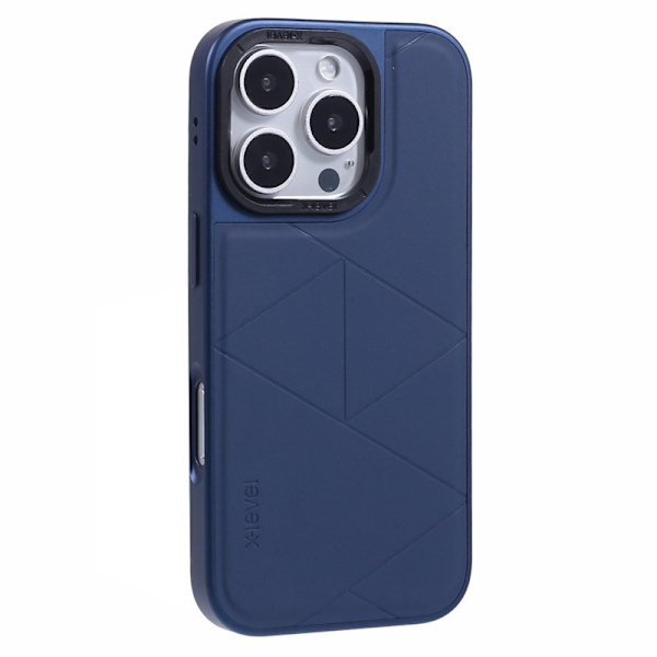 X-LEVEL Mobilskal till iPhone 16 Pro Geometrisk PC+TPU Läder Blå