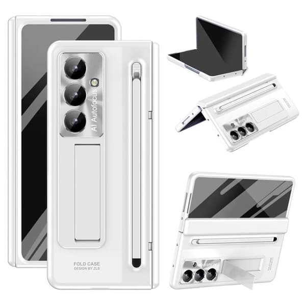 Mobilskal till Galaxy Z Fold7 med Skärmskydd och Stylus Hinge - Vit Vit