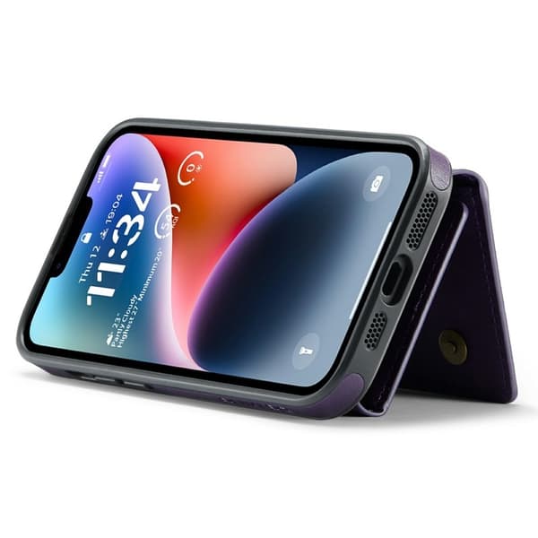 DG.MING M6 Series Mobilskal till iPhone 14 Magnetiskt Plånboksfodral Lila