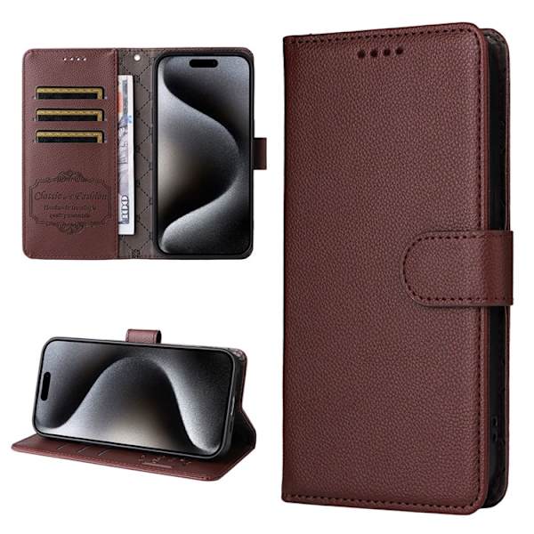 iPhone 17 Plånboksfodral RFID Blocking med Handledsrem - Brun Brun