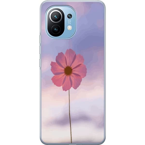 Telefontaske til Xiaomi Mi 11 med lyserød blomst