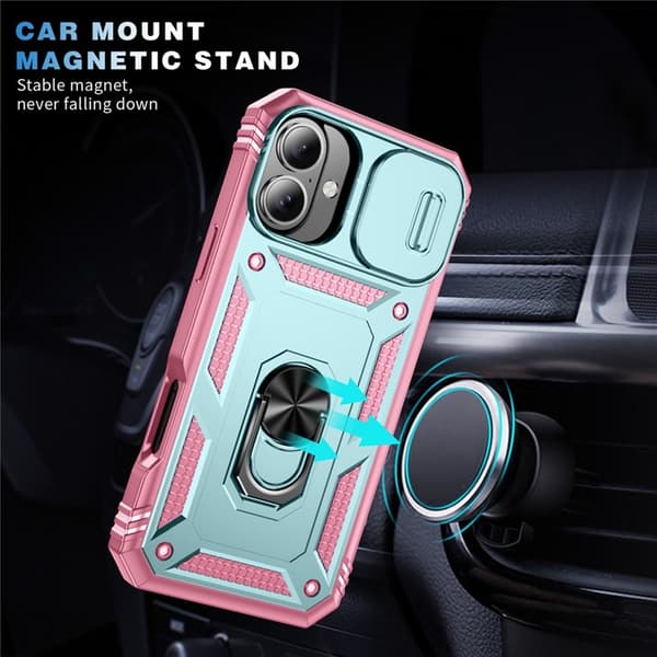 Mobilskal till iPhone 17 Slide Camshield Kickstand - Grön/Rosa Grön