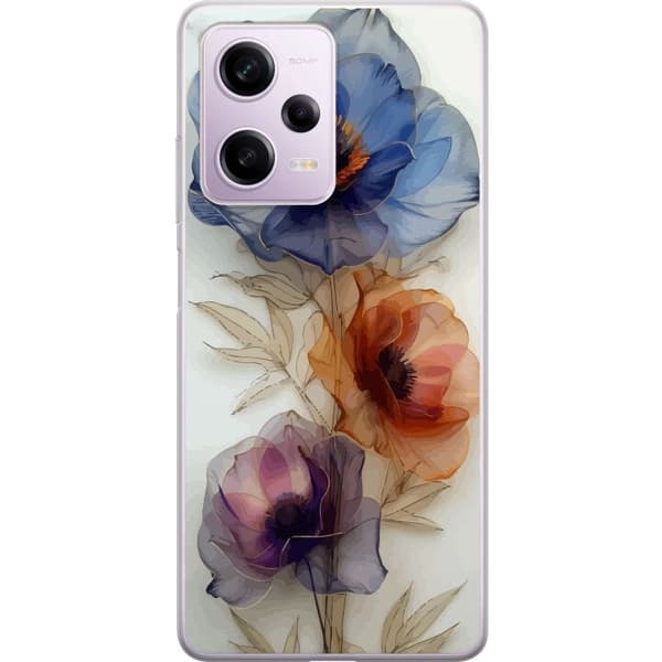 Telefontaske til Xiaomi Redmi Note 12 Pro med silkeblomster