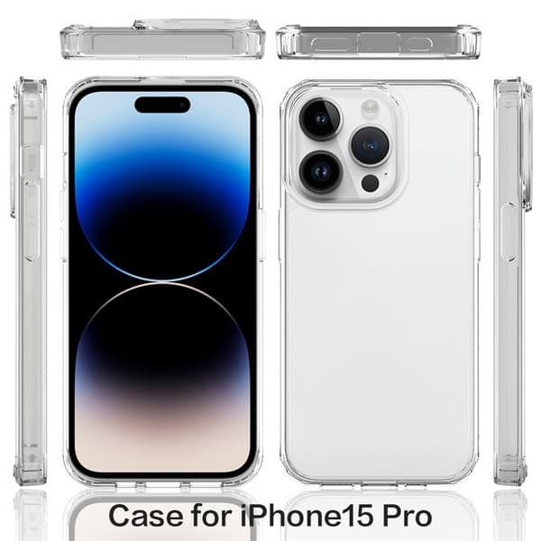 BOOM iPhone 15 Pro Mobilskal Akryl TPU - Clear Transparent