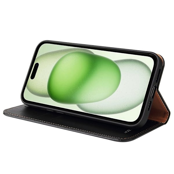 FIERRE SHANN iPhone 15 Plus Plånboksfodral Konstläder - Brun