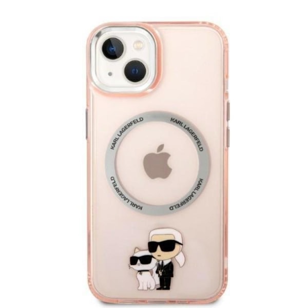 Karl Lagerfeld iPhone 14 Skal Magsafe Iconic Karl & Choupette - Rosa
