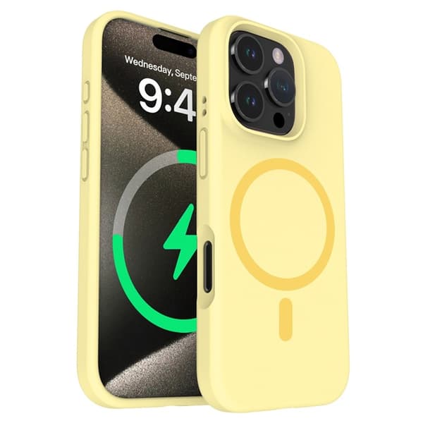 Mobilskal till iPhone 16 Pro Max Magsafe Liquid Silicone - Cream Gul Gul