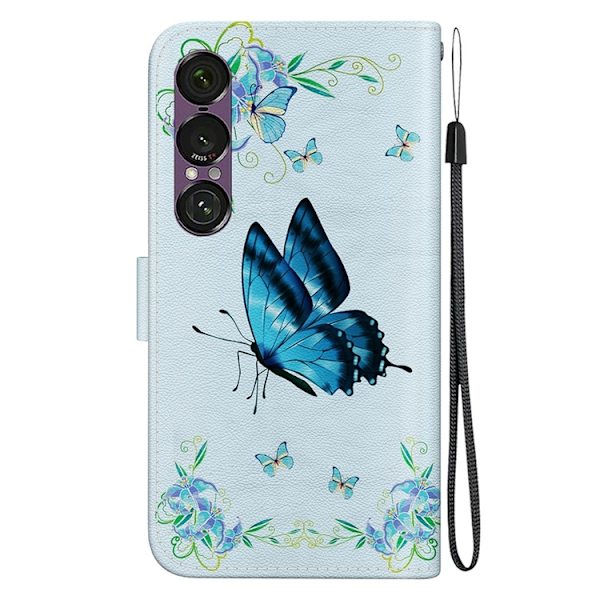 Sony Xperia 1 VII Konstläder Plånboksfodral Pattern Printing - Butterfly Blå