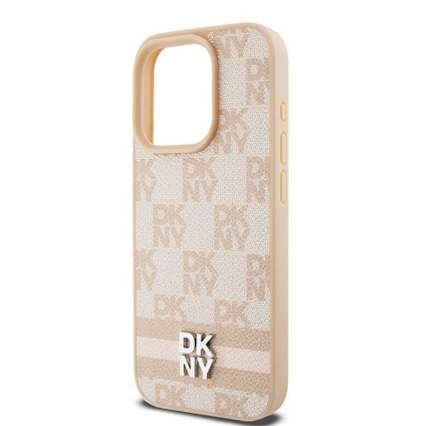 DKNY iPhone 14 Pro Max Mobilskal Läder Checkered Mono Pattern