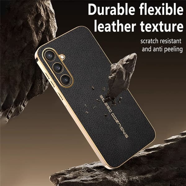 Mobilskal till Galaxy S25 Litchi Texture Anti Scratch Svart