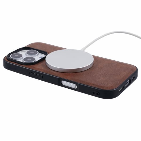 X-LEVEL Bojue-3 Mobilskal till iPhone 16 Pro MagSafe Läder Brun