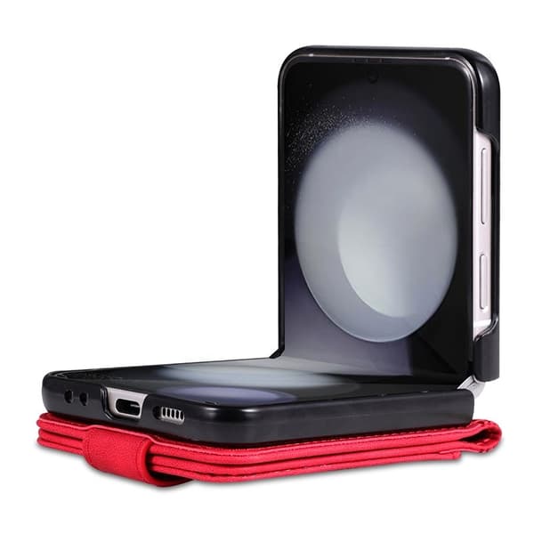 AZNS Samsung Galaxy Z Flip5 Plånboksfodral Konstläder - Röd