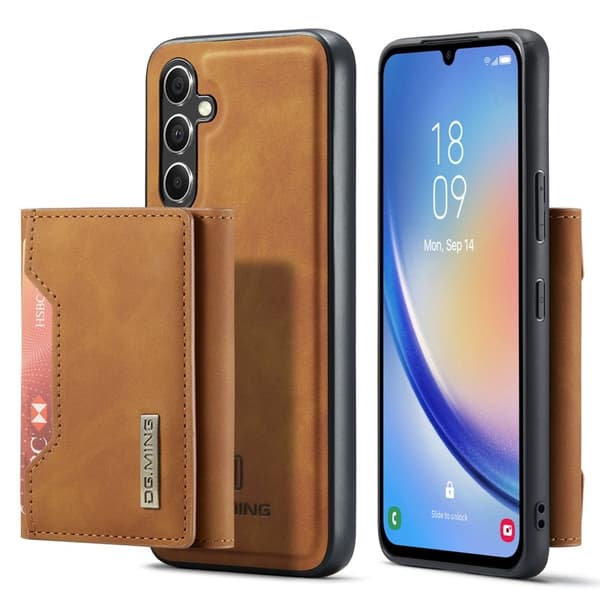 DG.MING Konstläder Plånboksfodral för Samsung Galaxy A14 4G/5G - Brun