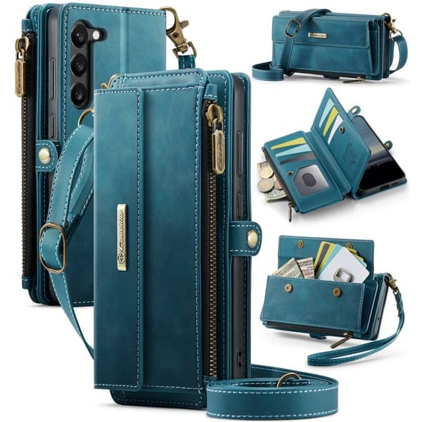 CASEME Konstläder Plånboksfodral för Samsung Galaxy S23+ med RFID-Skydd, Grön