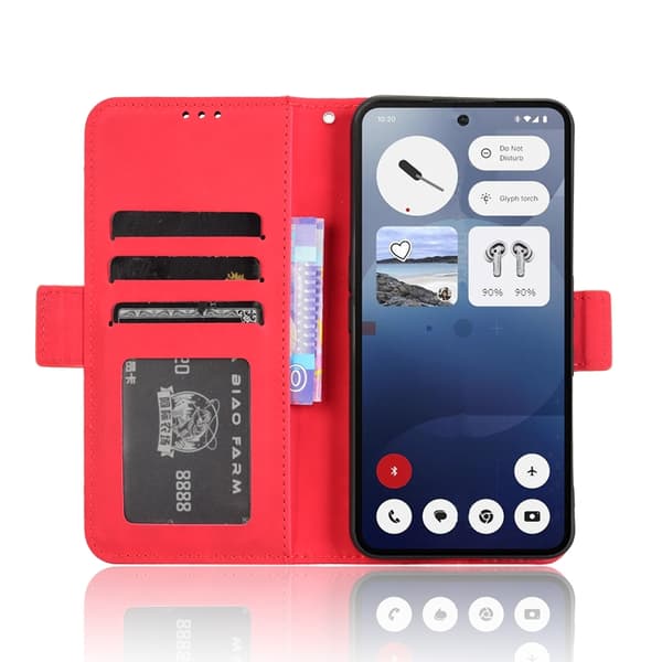 Nothing Phone (3a) Pro Plånboksfodral Läder - Röd Röd