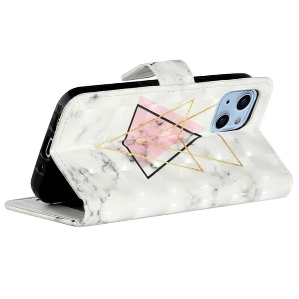 iPhone 14 Pro Max Plånboksfodral 3D Pattern - Triangle Vit
