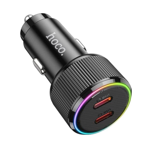 Hoco Biloplader 2xUSB-C 50W NZ14B - Sort Black