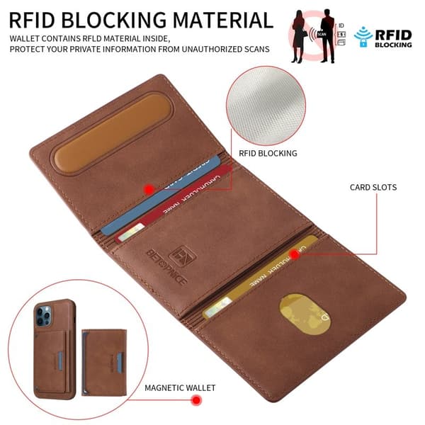 BETOPNICE iPhone 12 Pro Max Plånboksfodral Konstläder - Brun