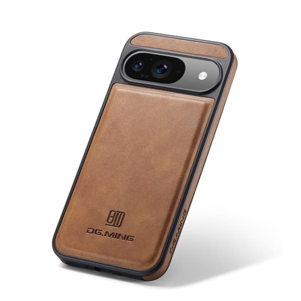 DG.MING Mobilskal till Google Pixel 9 Pro Anti-Drop Läder PC+TPU - Brun