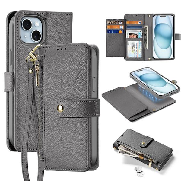 Dux Ducis iPhone 15 Plånboksfodral Lawa Läder - Grå Grå
