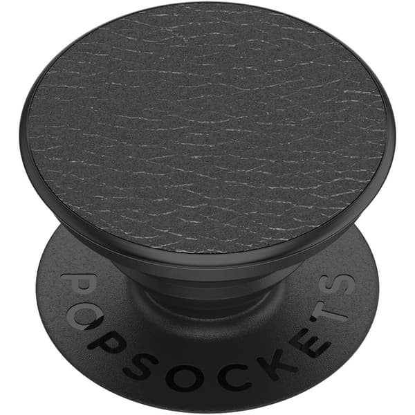 POPSOCKETS Pebbled Vegan Leather Black Irrotettava Grip Black