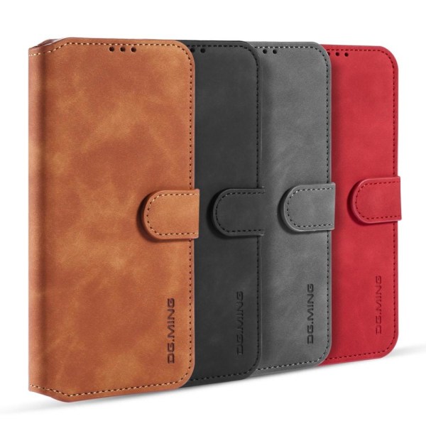 DG.MING nahkainen lompakkokotelo OnePlus 8 - ruskea Brown