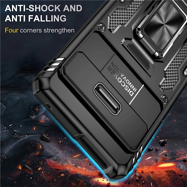 Google Pixel 7a Mobilskal Shockproof Armor Kickstand - Svart Svart