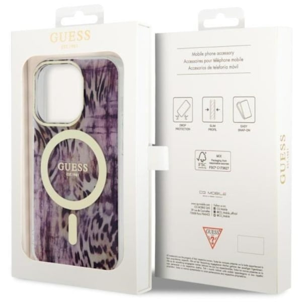 Guess Mobilskal till iPhone 14 Pro Max MagSafe Leopard - Rosa Rosa