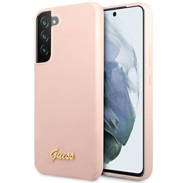 Guess Galaxy S23 Skal Silicone Script Metal Logo - Rosa