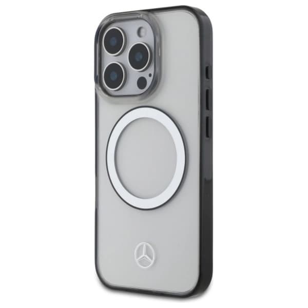 Mercedes telefontaske til iPhone 16 Pro Max Magsafe Trykt Logo - Sort Transparent