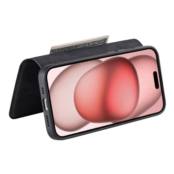 CASENEO MW-03 iPhone 15 Plus Plånboksfodral Konstläder - Svart
