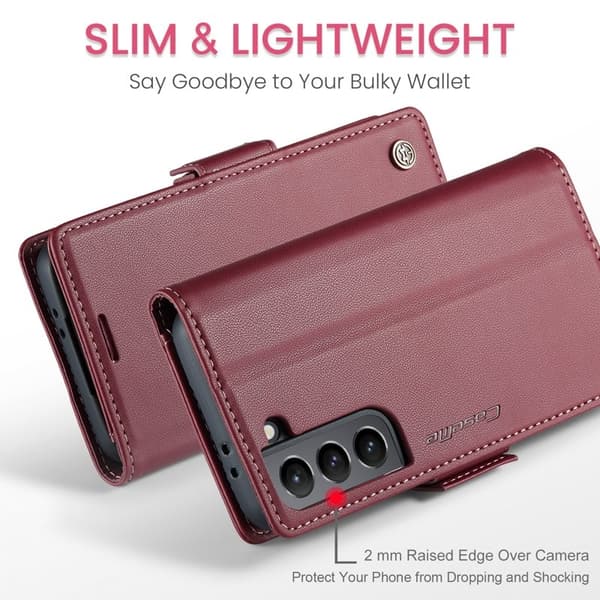 CASEME Plånboksfodral Konstläder för Samsung Galaxy S21+ 5G - Röd