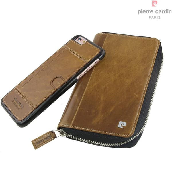 Pierre Cardin plånboksfodral av läder till iPhone 6/6S - Brun Brun