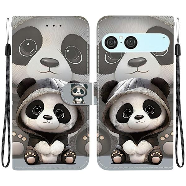 Sony Xperia 10 VII Konstläder Plånboksfodral Pattern Printing - Panda Svart