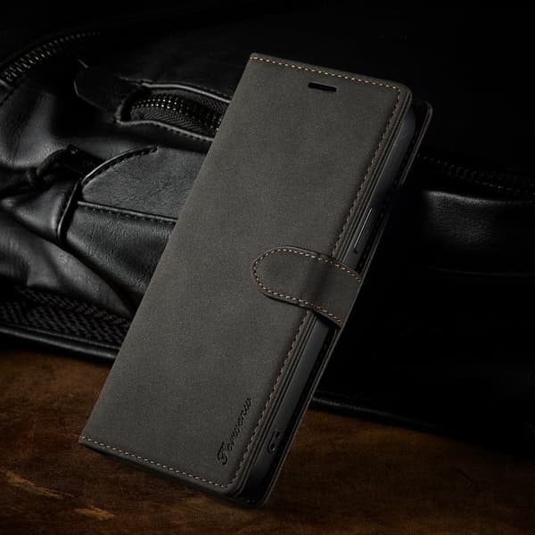 FORWENW F1 Series iPhone 14 Pro Max Plånboksfodral Konstläder - Svart