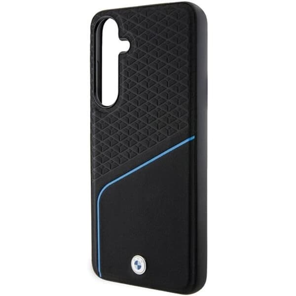 BMW Galaxy S24 Mobilskal Magsafe Signature Læder Textured & Line Black