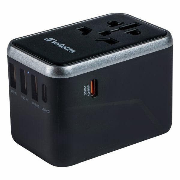 Verbatim Reseladdare 61W PD 2xUSB-C 3xUSB-A EU/UK/US - Svart