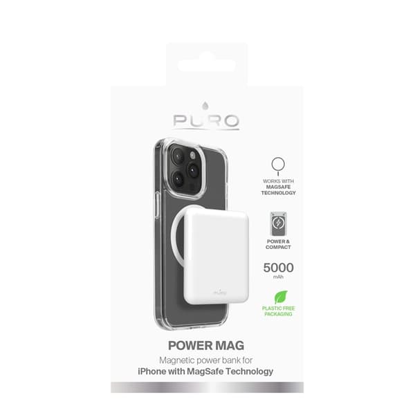 Puro MagSafe Powerbank 5000mAh me USB-C - Vit